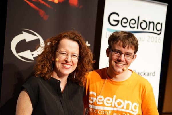 Genevieve Bell (L), VP of UX at Intel and David Bell, Conference Director of #lca2016 in Geelong