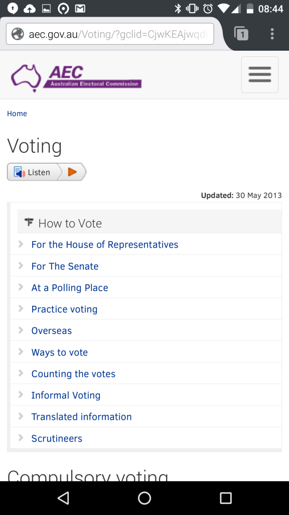 General information on voting, not the actual location of where I could vote