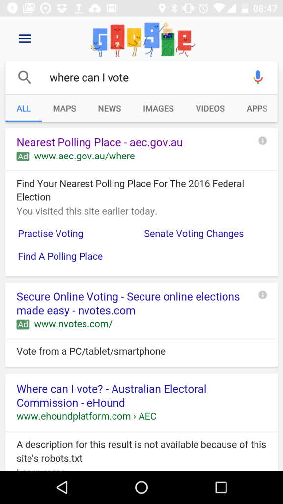 Where can I vote today? Google Now results. 